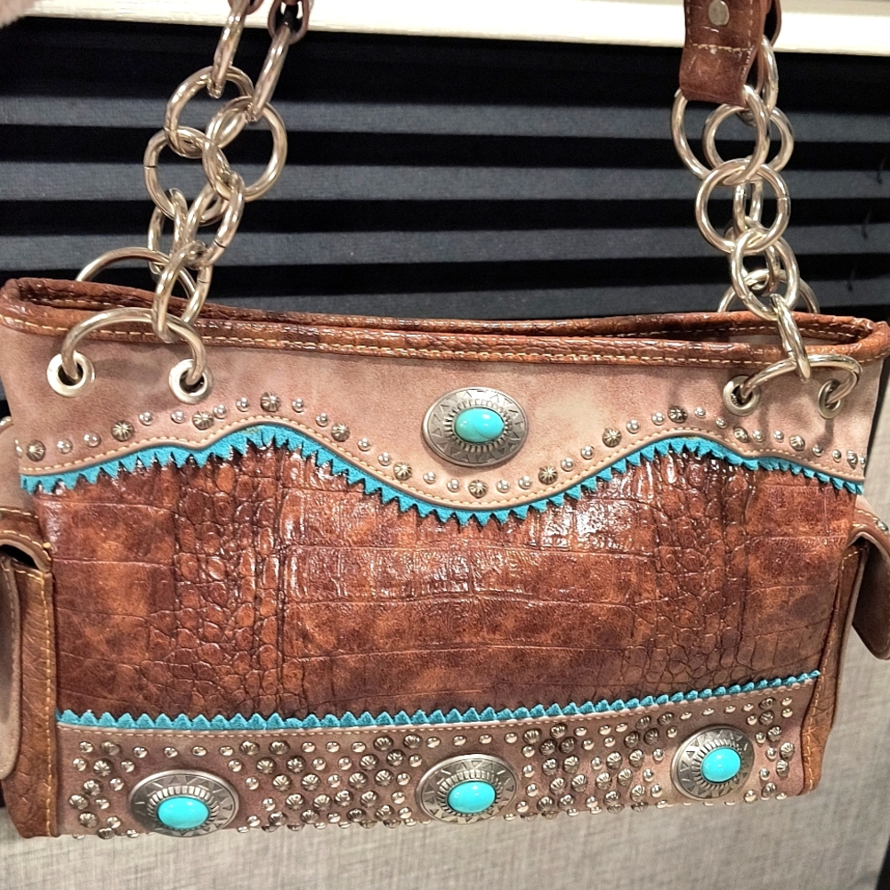 American Bling Western Satchel, EUC, East/West pockets, Very Clean 13"x7.5"x5"
